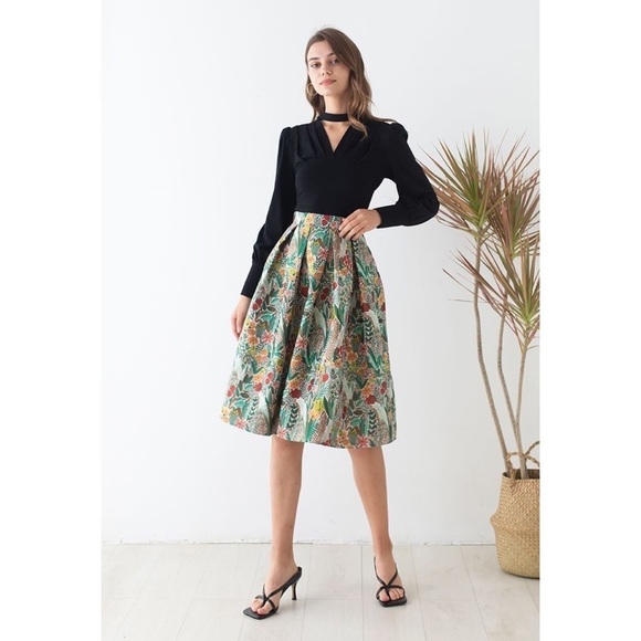 NWT Anthropologie Sunday in Brooklyn Floral Jacquard A-Line Midi Skirt S Petite - Picture 8 of 16